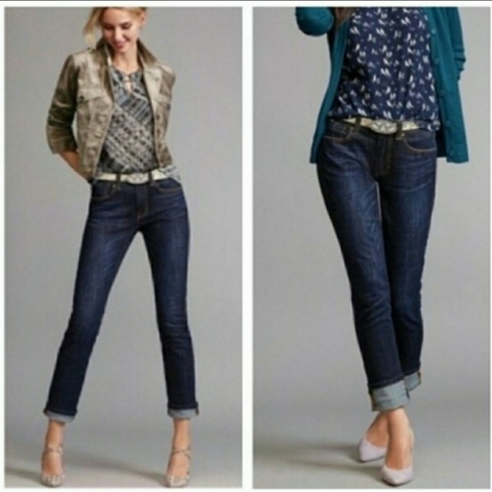 CABI "HIGH STRAIGHT" High Rise Jeans Size 8 Dark Wash